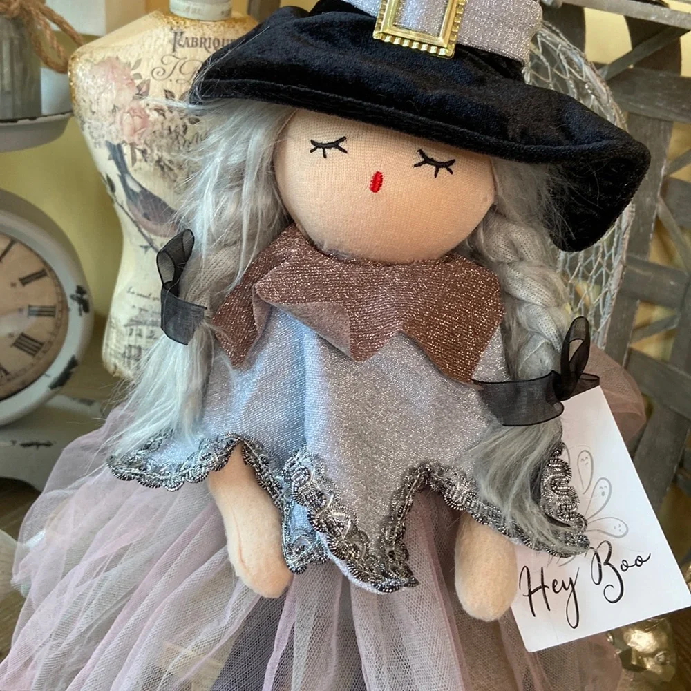 🆕 Vintage Inspired Shabby Chic Halloween Ballerina Witch Rag Doll Shelf Sitter - Picture 7 of 13